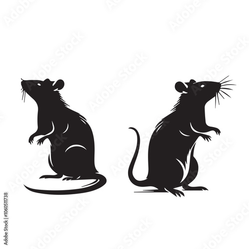 Silhouette of Standing Rat Standing Rat Silhouette Illustration Silhouette Art of a Rat Standing Upright