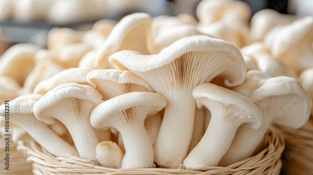 Fresh and Delicious: A Close-Up of White Mushrooms Ready for Culinary Delights Fresh and Delicious: A Close-Up of White Mushrooms Ready for Culinary Delights