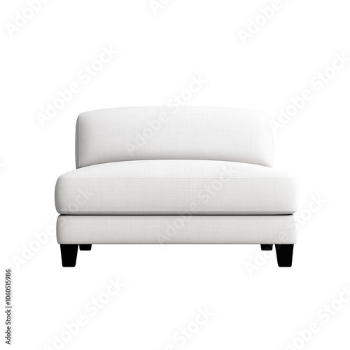 White modern sofa with minimalist design on a transparent background