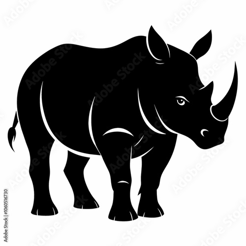 rhino on white background