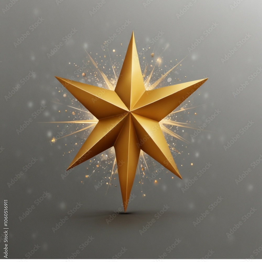 Fototapeta premium Golden Star Symbol, Isolated on White or verities Transparent Background 