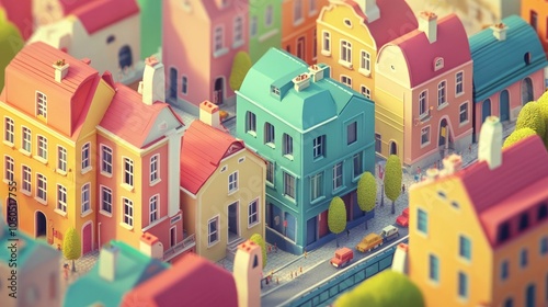 Colorful 3D Cartoon Cityscape Illustration