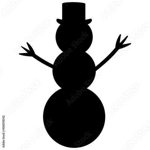 A snowman wearing top hat silhouette illustration