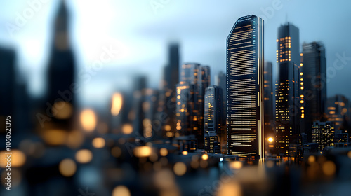 Futuristic city skyline showcases digital overlays illuminating architectural marvels in a vibrant urban landscape reflecting innovation and technology at dusk.