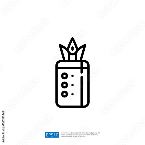 A minimalistic line drawing of a plant in a rectangular container, symbolizing indoor gardening or decoration.