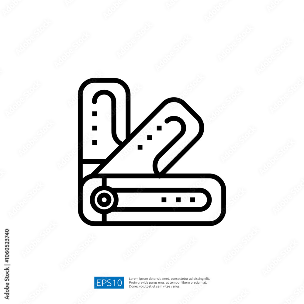 The image depicts a simple line drawing of a folding ruler, commonly used for measuring and drawing straight lines. The image depicts a simple line drawing of a folding ruler, commonly used for measuring and drawing straight lines.