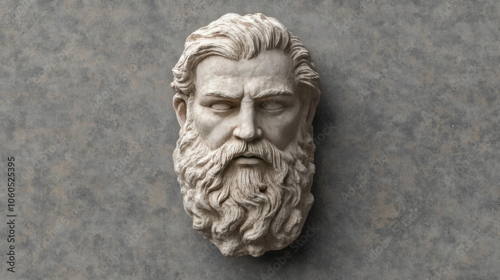 Bearded Ancient Gypsum Replica Close-Up