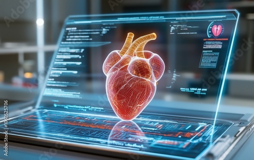 Digital Heart Model on a Laptop photo