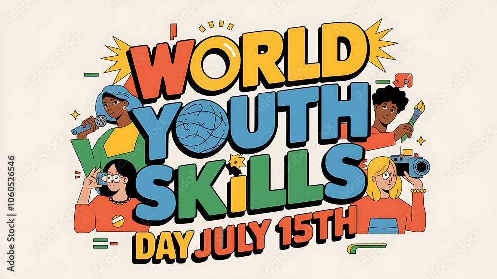 Obraz premium World Youth Skills Day Celebrated on July 15th with Diverse Young People