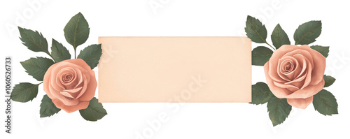 Elegant roses with leaves on a white isolated background transparent background