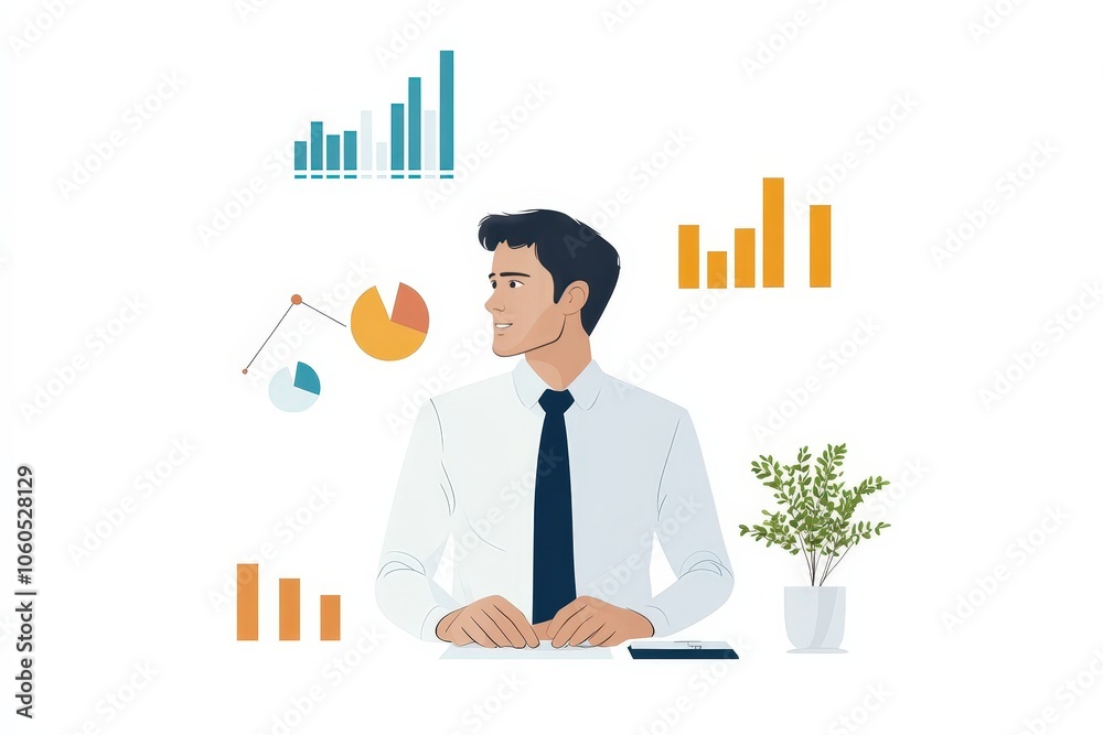 Businessman Analyzing Data with Graphs and Charts Businessman Analyzing Data with Graphs and Charts