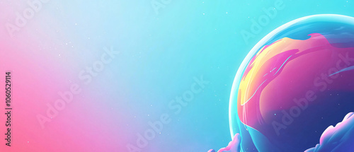 Abstract Planet with Pink and Blue Gradient Background photo