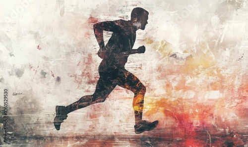 Man in sportwear running photo