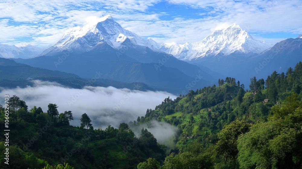 Himalaya Mountains Covered in Mist and Fog Himalaya Mountains Covered in Mist and Fog