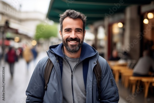 Handsome man with beard and mustache in Paris, France.