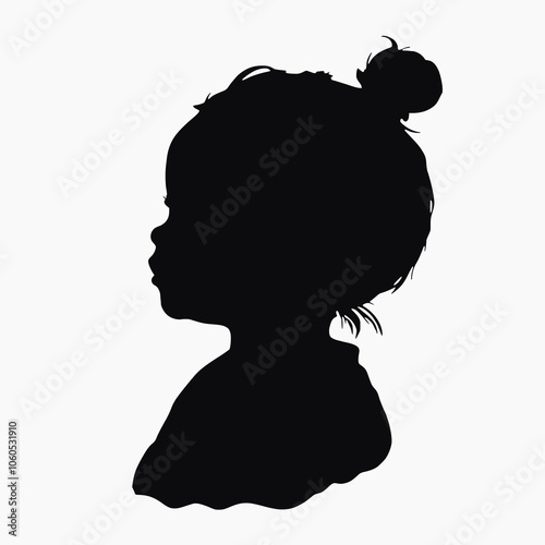 Silhouette of a baby, depicted from head to neck, gender-neutral, white background