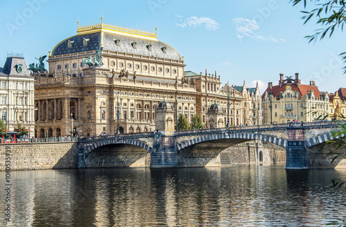 Canvas Print National Theatre and Legion Bridge, Prague, Czech Republic