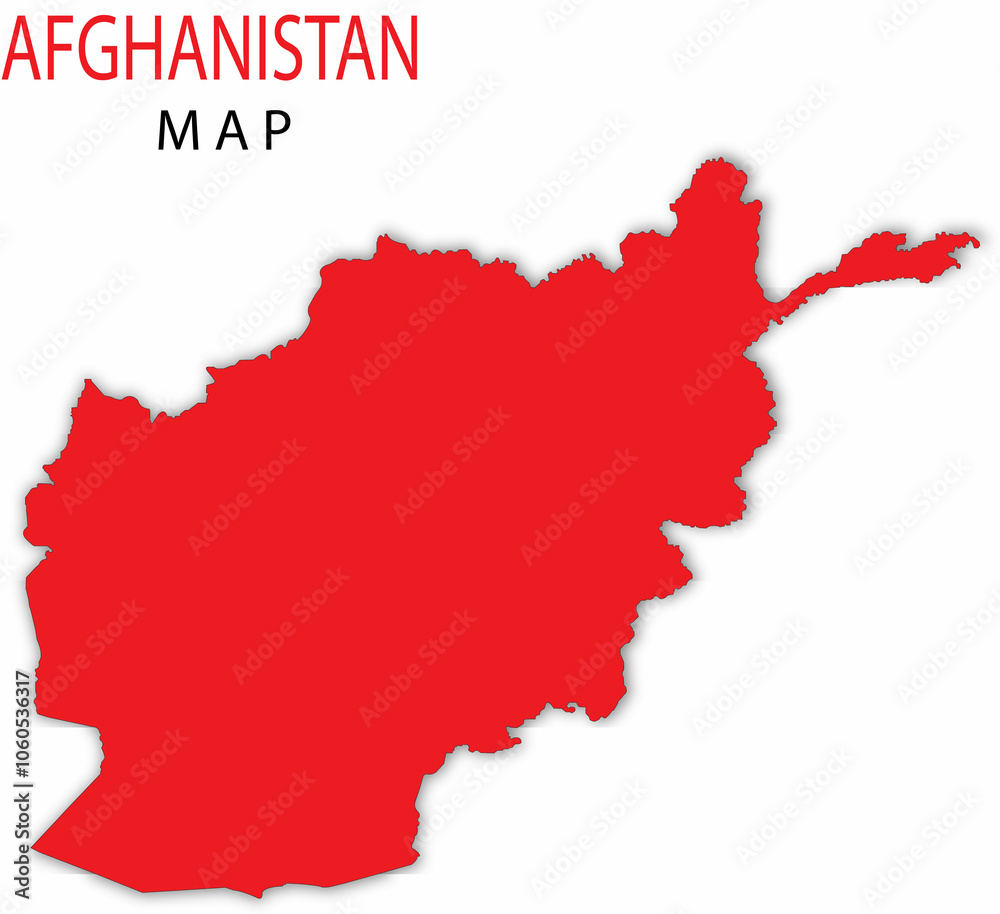 Afghanistan map in red colour with outline