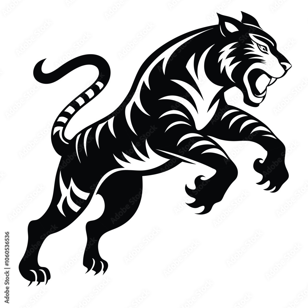 Obraz premium Angry Tiger Jump hungry victor illustrator eps