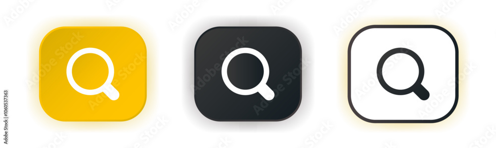 Search icon set. Design for app icons. Button template. Vector illustration. Search icon set. Design for app icons. Button template. Vector illustration.