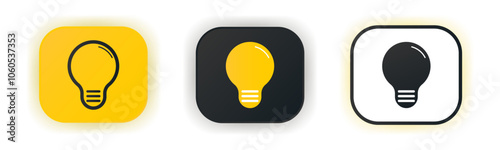 Bulb icon set. Design for app icons. Button template. Vector illustration.