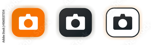 Photo camera icon set. Design for app icons. Button template. Vector illustration. 