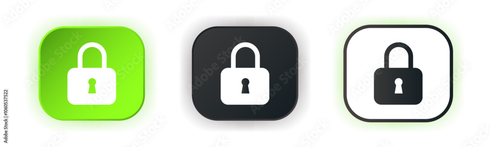 Lock closed icon set. Design for app icons. Button template. Lock closed icon set. Design for app icons. Button template.