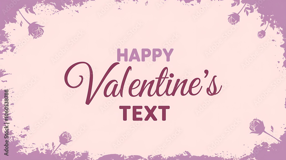 Pink Valentine's Day Card With Silhouettes of Roses and a Splotchy Border Pink Valentine's Day Card With Silhouettes of Roses and a Splotchy Border