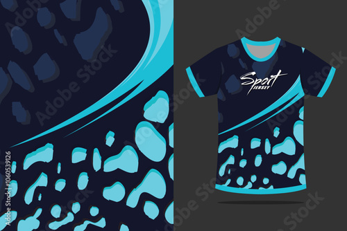 Tshirt mockup abstract flakes sport jersey design for football racing running design blue color