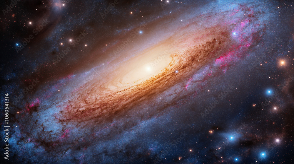 ring galaxy with lots of blue stars and hughs of purple and pink. ring galaxy with lots of blue stars and hughs of purple and pink.