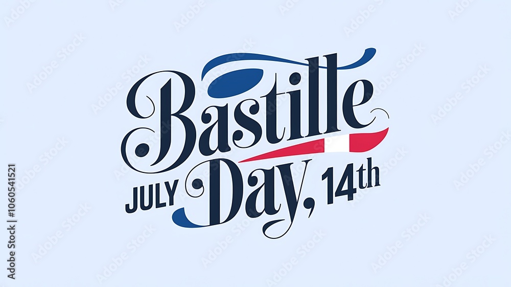Bastille Day Celebration with French Flag and Date Bastille Day Celebration with French Flag and Date