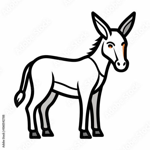 Bold Donkey Line Art on White