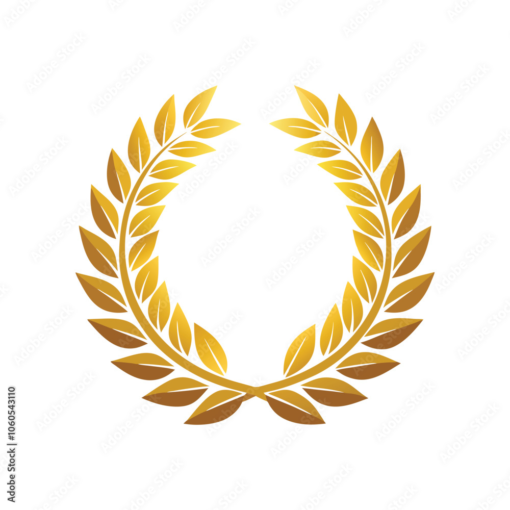 Obraz premium Golden Laurel Wreath Vector Illustration Elegant Symbol of Victory, Honor, and Prestige with Classic and Regal Design