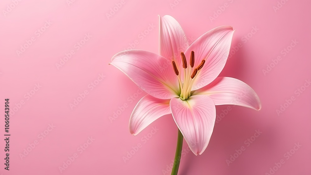 Pink Lily flower on pink background Pink Lily flower on pink background