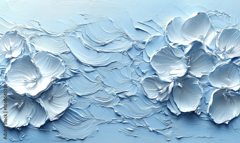 A textured blue background featuring white flower-like shapes, evoking a serene atmosphere. A textured blue background featuring white flower-like shapes, evoking a serene atmosphere.