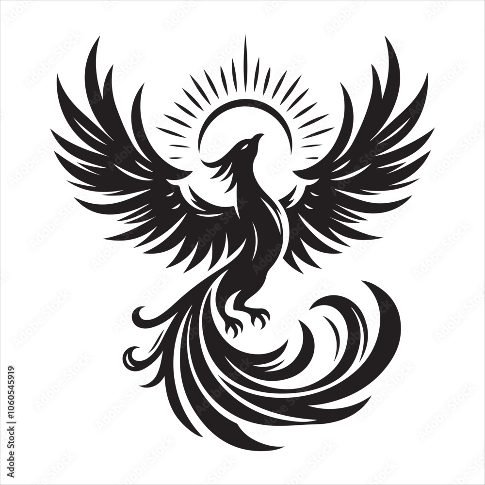 Phoenix Rising silhouette vector art illustration Phoenix Rising silhouette vector art illustration