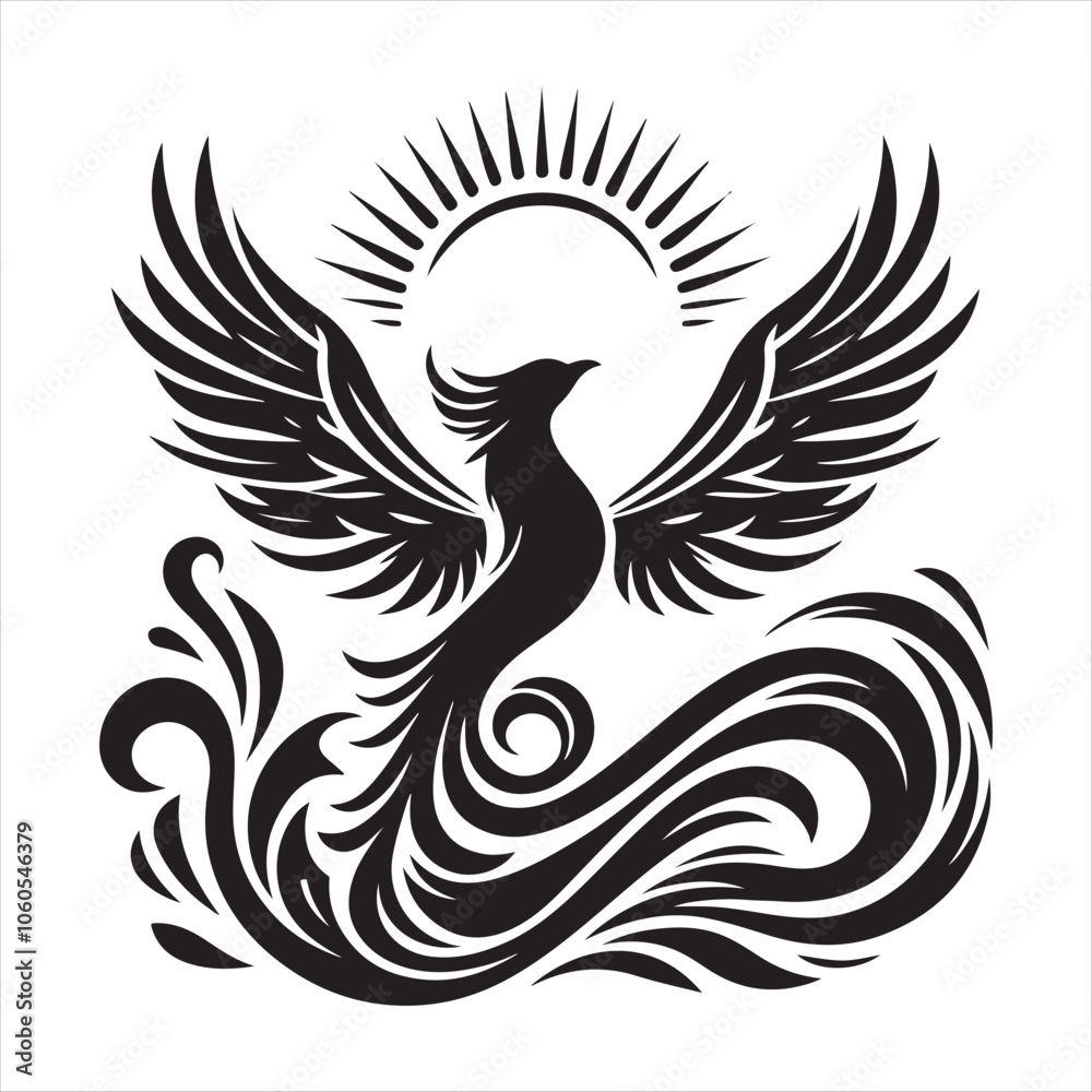 Obraz premium Phoenix Rising silhouette vector art illustration