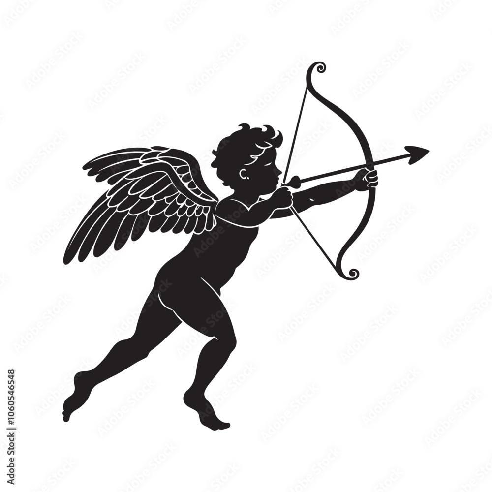 Silhouette of a Cupid with Bow Silhouette of a Cupid with Bow