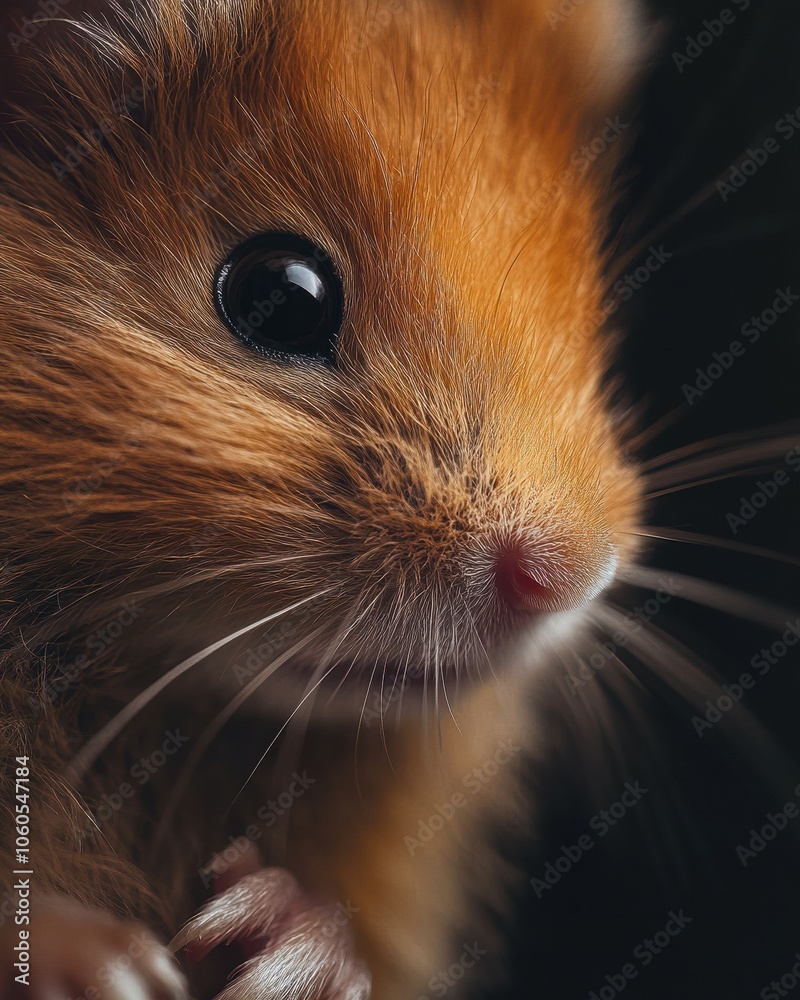 Mystic portrait of baby Hamster, copy space on right side, Headshot, Close-up View, isolated on white background Mystic portrait of baby Hamster, copy space on right side, Headshot, Close-up View, isolated on white background