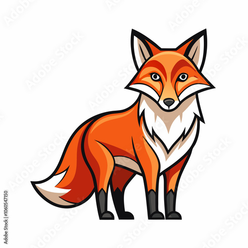 Fox Bold Line Art on White Background