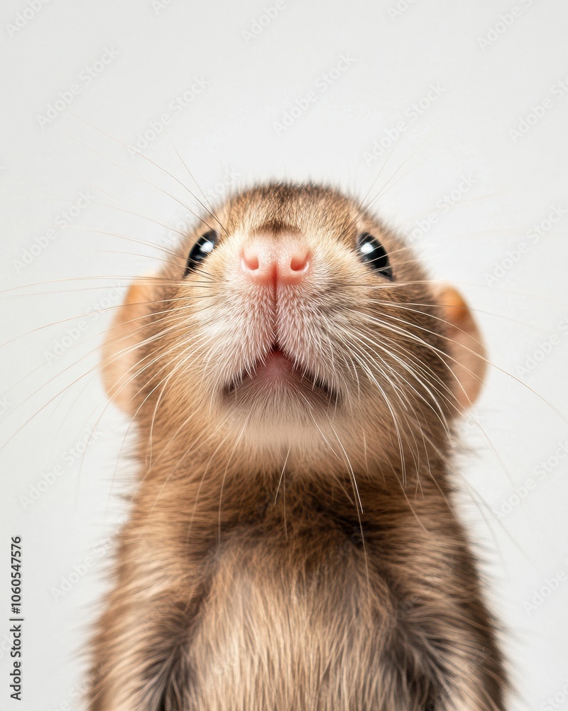 Mystic portrait of baby Mole rat, copy space on right side, Headshot, Close-up View, isolated on white background Mystic portrait of baby Mole rat, copy space on right side, Headshot, Close-up View, isolated on white background