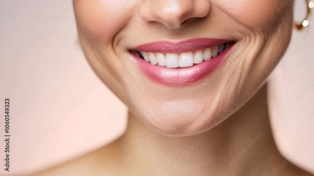 Bright smiling face close-up with flawless teeth and dimples Bright smiling face close-up with flawless teeth and dimples