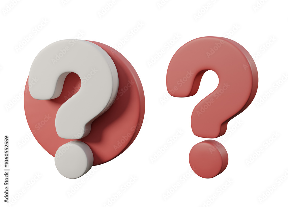 3D render of a question mark icon in red and white. It conveys the concept of doubt, question, doubt or searching for an answer 3D render of a question mark icon in red and white. It conveys the concept of doubt, question, doubt or searching for an answer