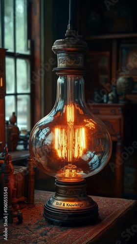 Vintage Edison Light Bulb in Antique Setting