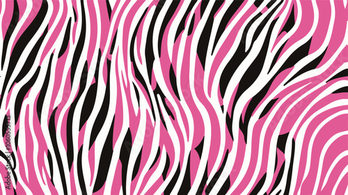 A bold and eye-catching pink zebra print with contrasting black and white stripes, sure to make a statement wherever you go, black pink and white zebra pattern