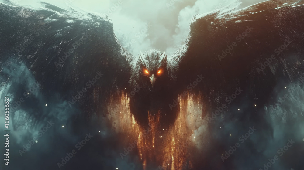 Fototapeta premium A griffin with fiery eyes