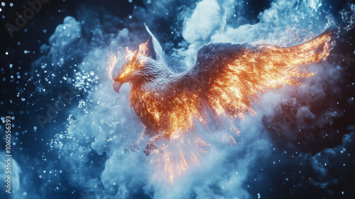 A griffin with fiery eyes