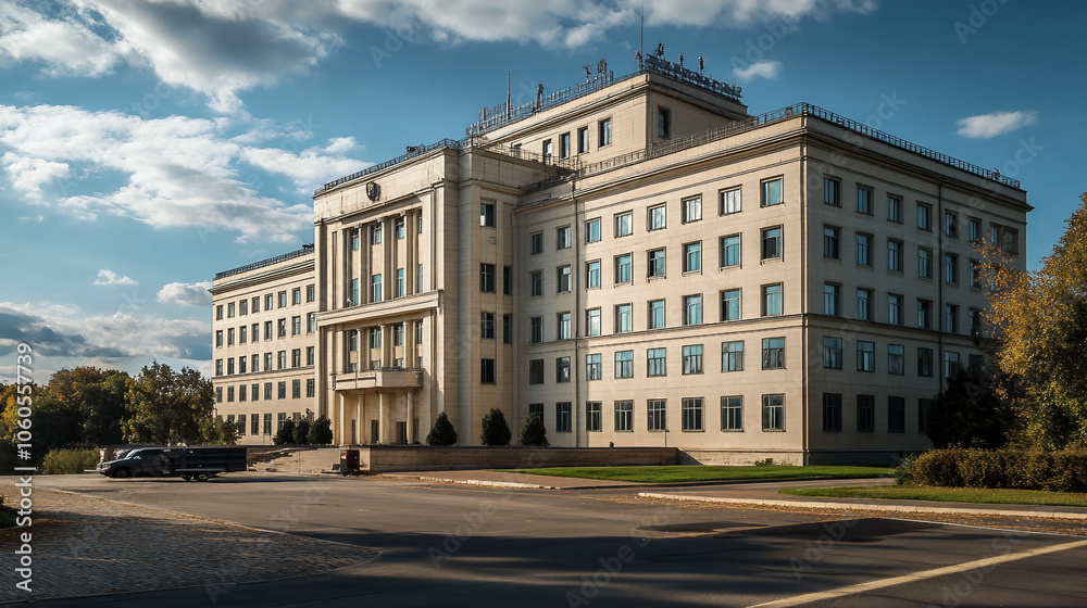 Naklejka premium aerial view of the city, aerial view, State Security building