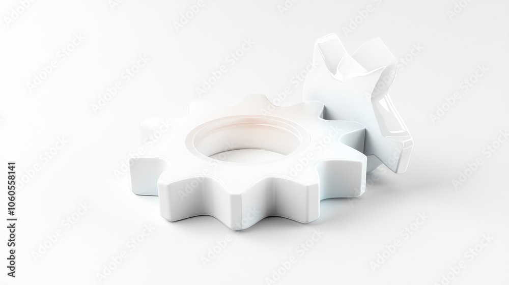 White Gear Icon on a Minimalist Background
