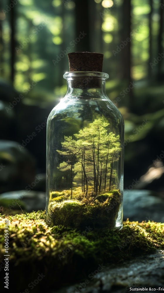Magical Bottle with Tree Landscape Magical Bottle with Tree Landscape